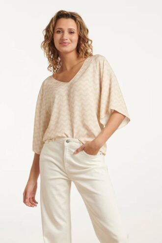 25066 Zand Off White Schelpenprint Top 25066 Zand Off White Schelpenprint Top