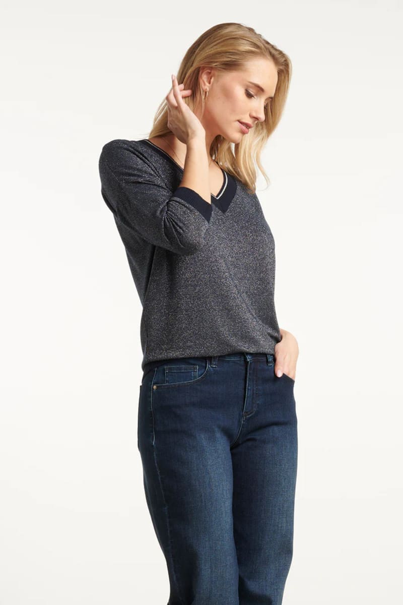 25670 Damesmet Lurex Losvallende Top Navy 3 25670 Damesmet Lurex Losvallende Top Navy 3